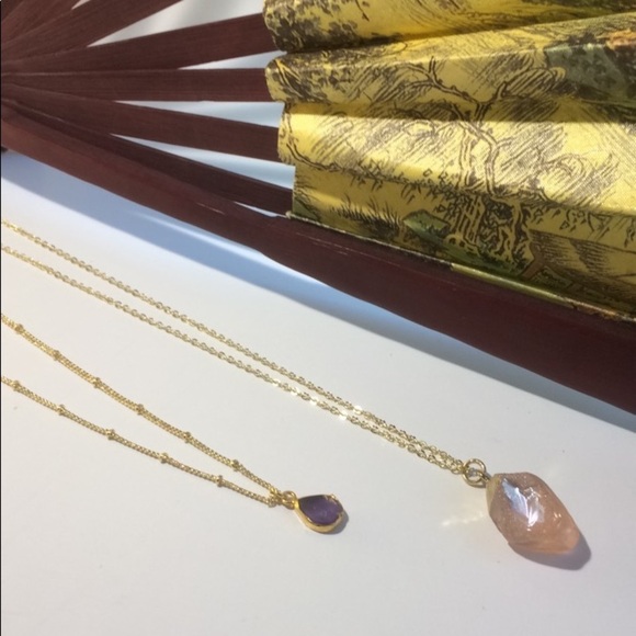 18k Gold Plated Peach Quartz Nugget - Picture 5 of 5